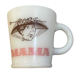 Vintage Hazel Atlas Milk Glass “MAMA” Mug 50s